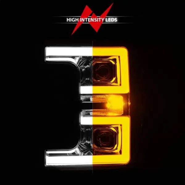 ANZO 17-19 Ford F-250/350/450 SD (w/o Factory LED HL) LED Proj Headlights w/Light Bar Switchback Chr thumbnail 6