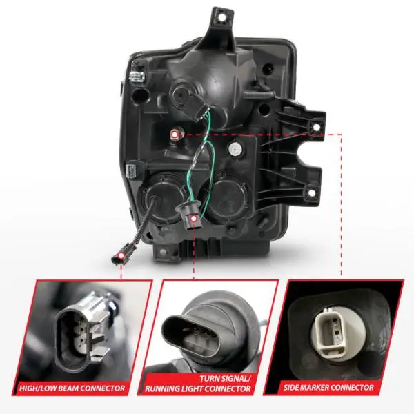 ANZO 08-10 Ford F-250 - F-550 Super Duty Projector Headlights w/ Light Bar Switchback Black Housing thumbnail 11