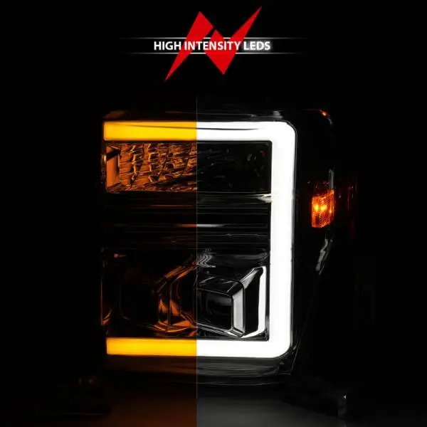 ANZO 08-10 Ford F-250 - F-550 Super Duty Projector Headlights w/ Light Bar Switchback Chrome Housing thumbnail 12