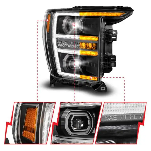 ANZO 21-23 Ford F150 LED Projector Headlight w/Switchback+Sequential - Black (Passenger Side Only) thumbnail 5