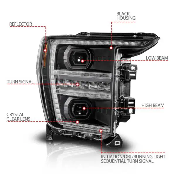 ANZO 21-23 Ford F150 LED Projector Headlight w/Switchback+Sequential - Black (Passenger Side Only) thumbnail 6