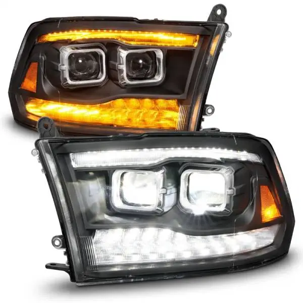 ANZO 09-18 Dodge Ram 1500/2500/3500 Full LED Proj Headlights w/Switchback Light Bar - Black thumbnail 3