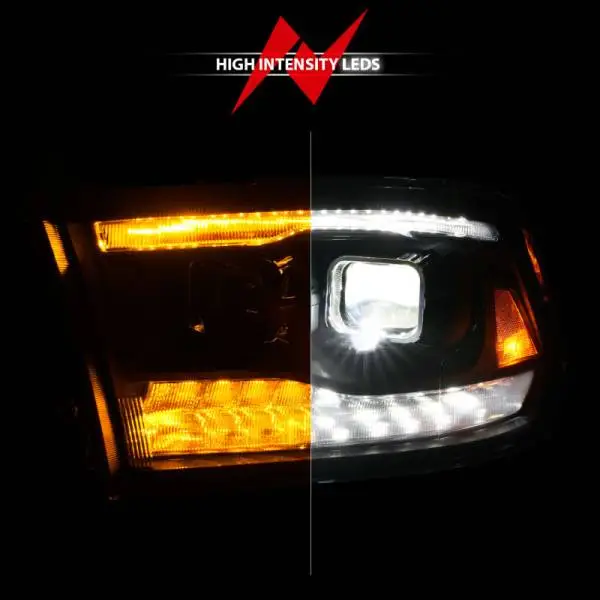 ANZO 09-18 Dodge Ram 1500/2500/3500 Full LED Proj Headlights w/Switchback Light Bar - Black thumbnail 13