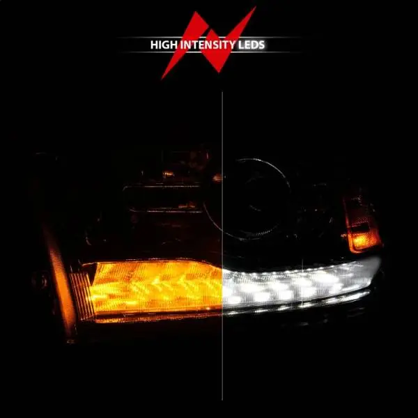 ANZO 09-18 Dodge 1500-3500 LED Plank Style Headlights w/Switchback+Sequential Hyper Black (OE Style) thumbnail 7