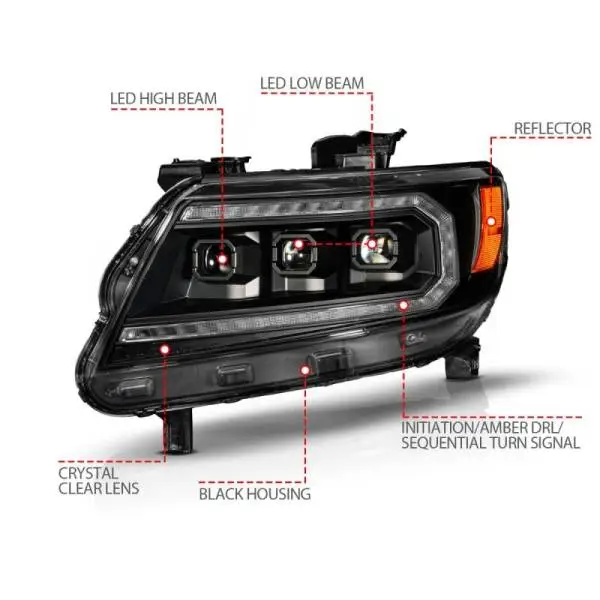 ANZO 15-22 Chevy Colorado Full LED Headlights w/ Initiation (Amber DRL) - Black thumbnail 3