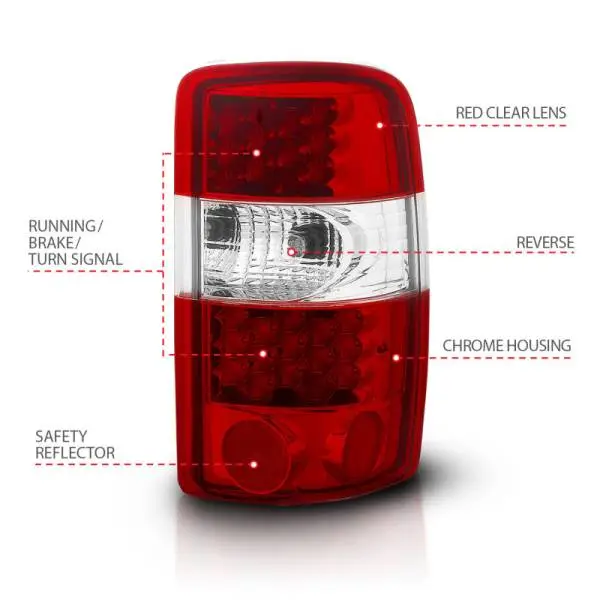 ANZO 2000-2006 Chevrolet Suburban LED Taillights Red/Clear image 5
