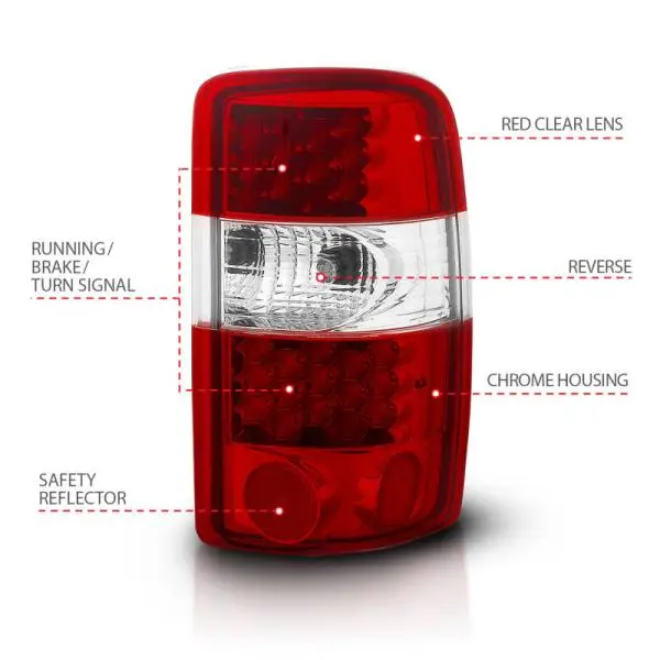 ANZO 2000-2006 Chevrolet Suburban LED Taillights Red/Clear image 11