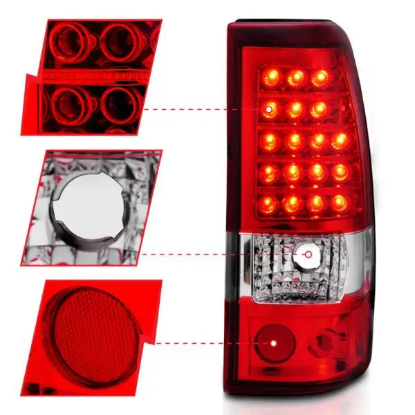 ANZO 2003-2006 Chevrolet Silverado 1500 LED Taillights Red/Clear image 4
