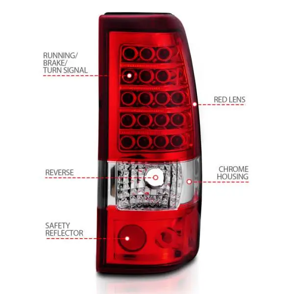 ANZO 2003-2006 Chevrolet Silverado 1500 LED Taillights Red/Clear image 12