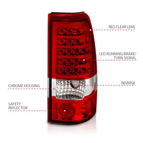 ANZO 1999-2007 Chevrolet Silverado 1500 LED Taillights Red/Clear image 5