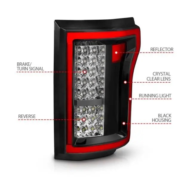 ANZO 2015-2016 Ford F-150 LED Taillights Red/Clear image 6