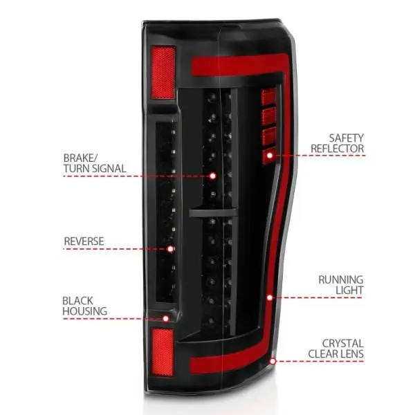 ANZO 2017+ Ford F-250 LED Taillights - Black/Clear image 6