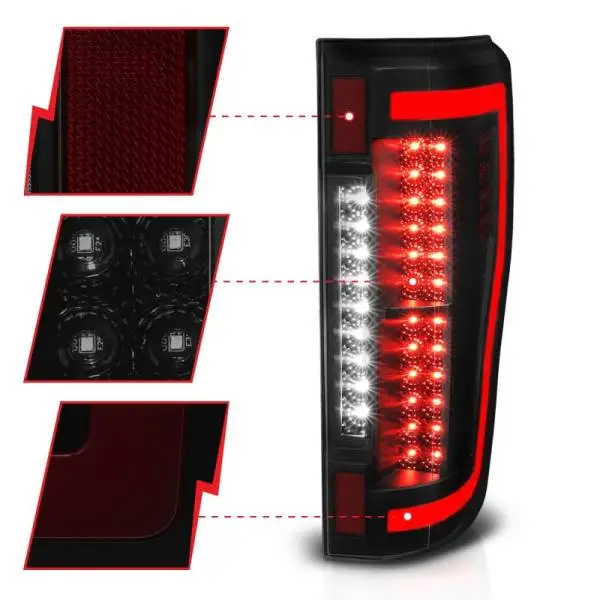 ANZO 2017+ Ford F-250 LED Taillights - Black/Smoke image 5