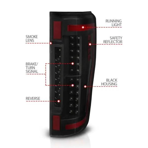 ANZO 2017+ Ford F-250 LED Taillights - Black/Smoke image 6