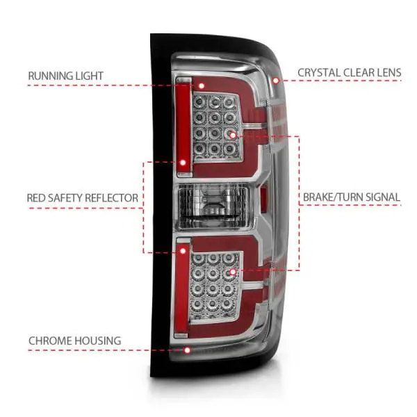 ANZO 2014-2018 Chevy Silverado 1500 LED Taillights Chrome thumbnail 4