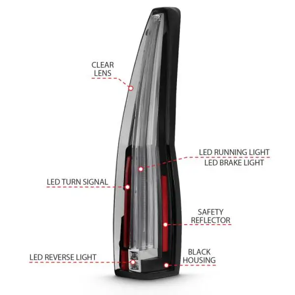 ANZO 2007-2014 Chevrolet Tahoe Led Taillights Red/Clear thumbnail 4