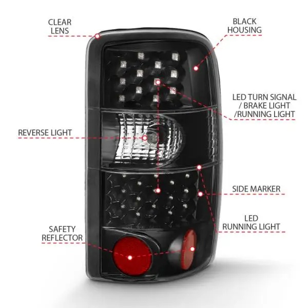 ANZO 2000-2006 Chevrolet Tahoe Led Taillights Black/Clear image 4