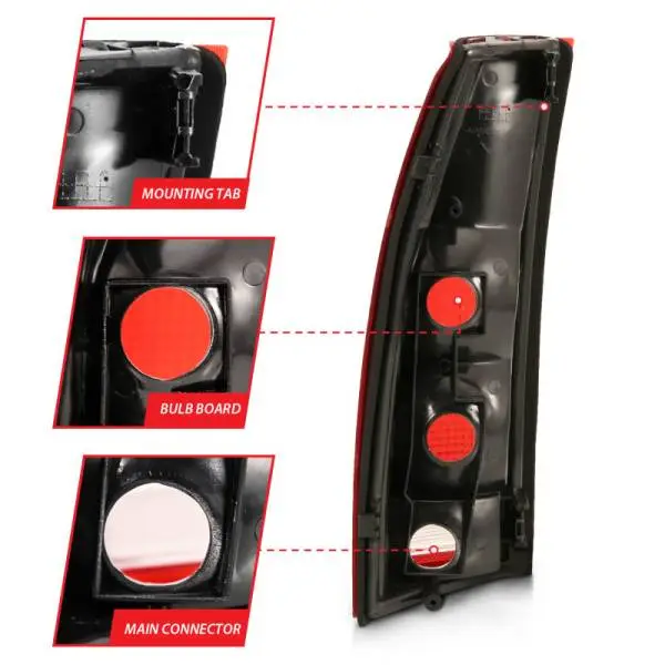 ANZO 1988-1999 Chevy C1500 Taillight Red/Clear Lens (OE Replacement) thumbnail 5