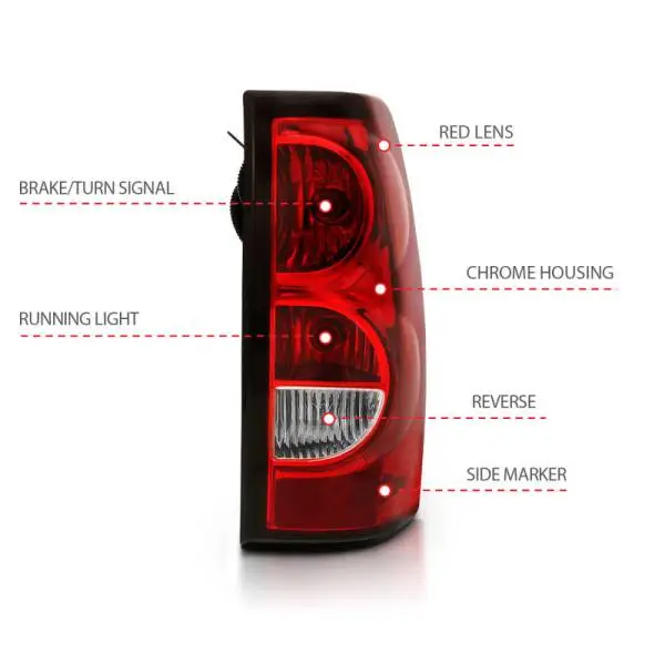 ANZO 2004-2007 Chevy Silverado Taillight Red/Clear Lens w/Black Trim (OE Replacement) image 6