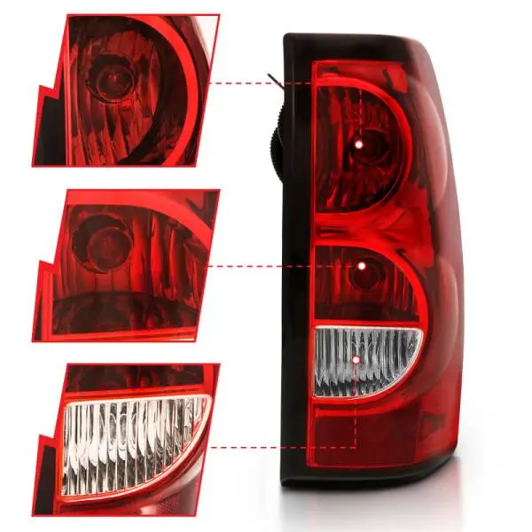 ANZO 2004-2007 Chevy Silverado Taillight Red/Clear Lens w/Black Trim (OE Replacement) image 8