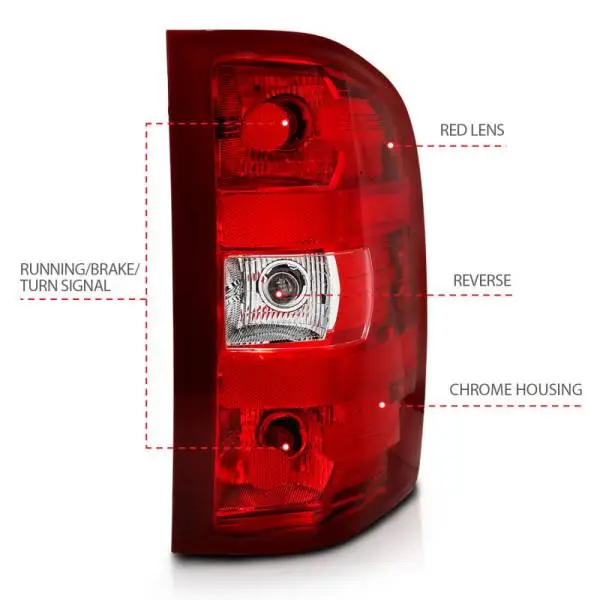ANZO 2007-2013 Chevy Silverado Taillight Red/Clear Lens (OE Replacement) thumbnail 7