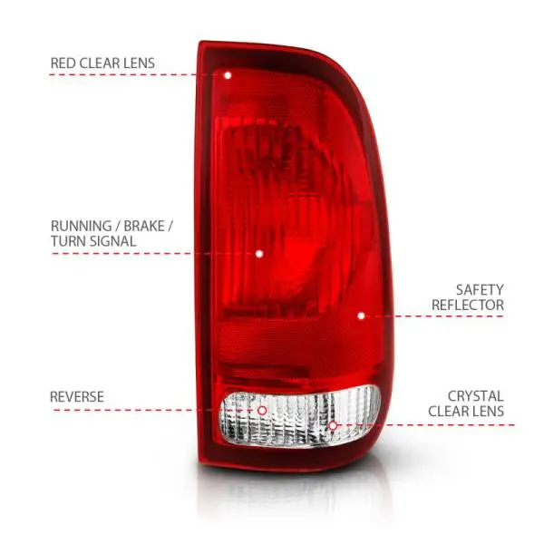 ANZO 1997-2003 Ford F-150 Taillight Red/Clear Lens (OE Replacement) thumbnail 6