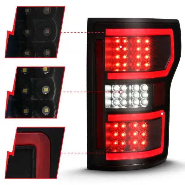 ANZO 18-19 Ford F-150 LED Taillight Black Housing Clear Lens Red Light Bar W/Sequential thumbnail 3