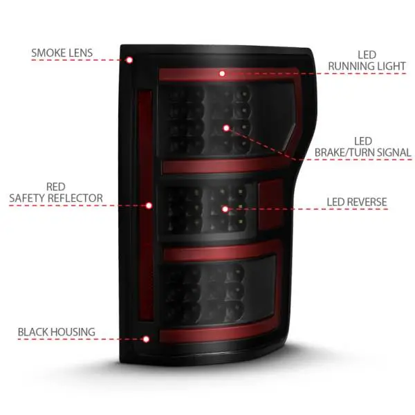 ANZO 18-19 Ford F-150 LED Taillight Black Housing Clear Lens Red Light Bar W/Sequential thumbnail 8