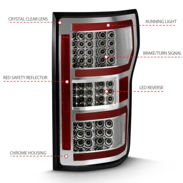 ANZO 2018-2019 Ford F-150 LED Taillight Chrome (Red Light Bar) (w/ Sequential) thumbnail 4