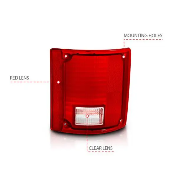 ANZO 1978-1991 Chevy Blazer Taillight Red/Clear Lens w/o Chrome Trim Fleetside (OE Replacement) thumbnail 4