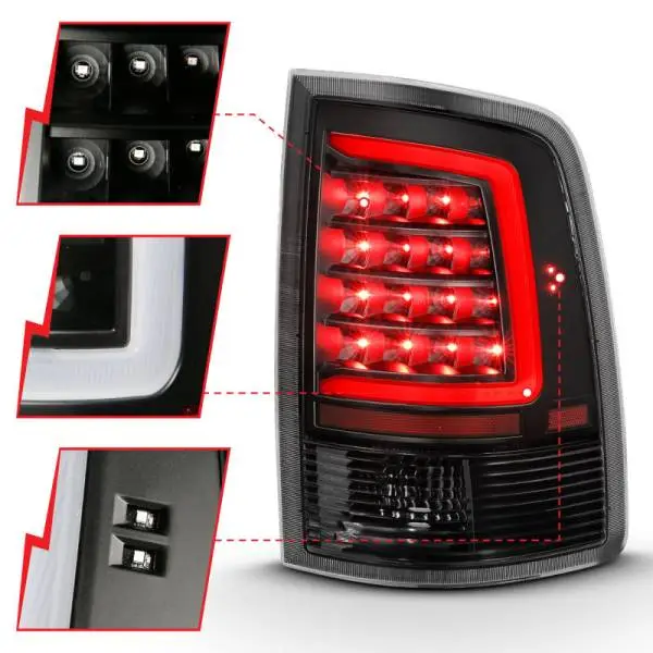 ANZO 2009-2018 Dodge Ram 1500 LED Taillight Plank Style Black w/Clear Lens thumbnail 4