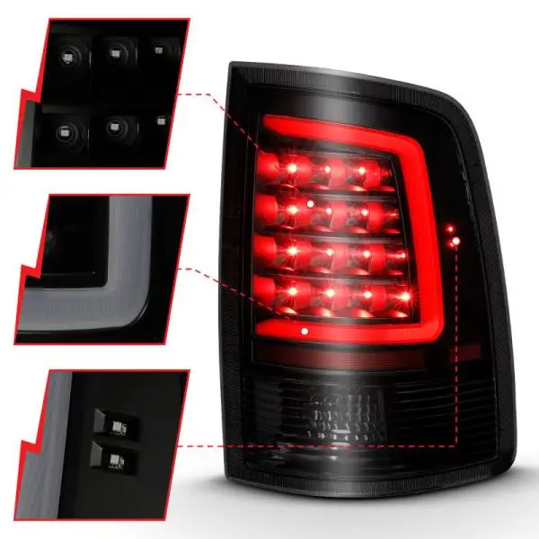 ANZO 2009-2018 Dodge Ram 1500 LED Taillight Plank Style Black w/Smoke Lens image 4