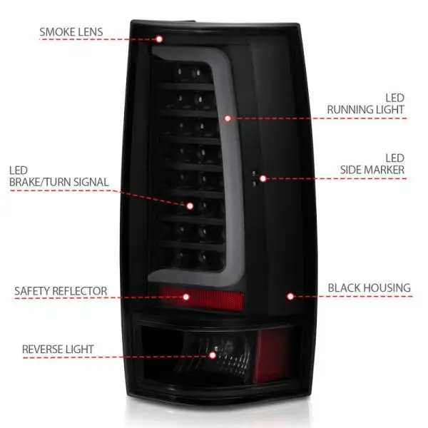 ANZO 2007-2014 Chevy Tahoe LED Taillight Plank Style Black w/Smoke Lens thumbnail 7