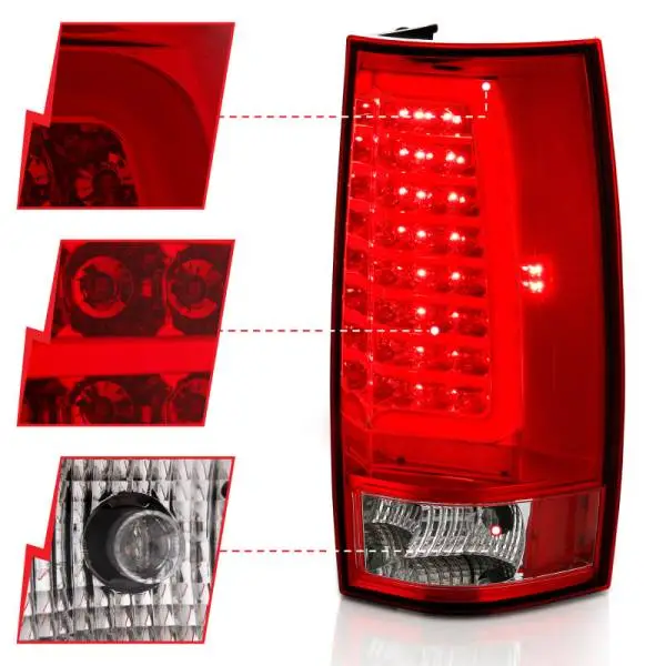 ANZO 2007-2014 Chevy Tahoe LED Taillight Plank Style Chrome With Red/Clear Lens thumbnail 11