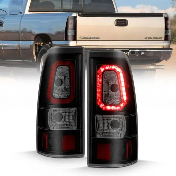 ANZO 1999-2002 Chevy Silverado 1500 LED Taillights Plank Style Black w/Smoke Lens image 2
