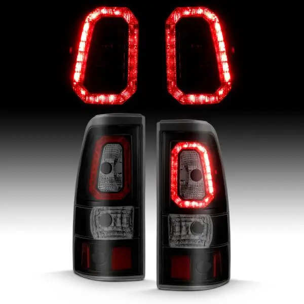 ANZO 1999-2002 Chevy Silverado 1500 LED Taillights Plank Style Black w/Smoke Lens image 3