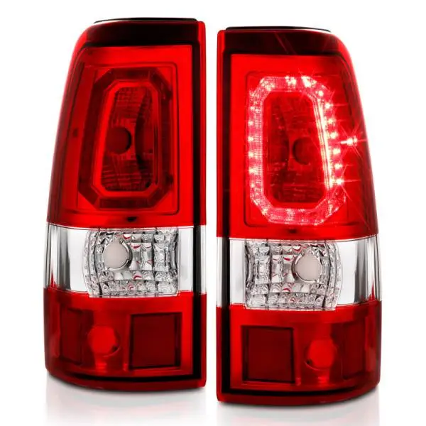 ANZO 1999-2002 Chevy Silverado 1500 LED Taillights Plank Style Chrome With Red/Clear Lens image 8