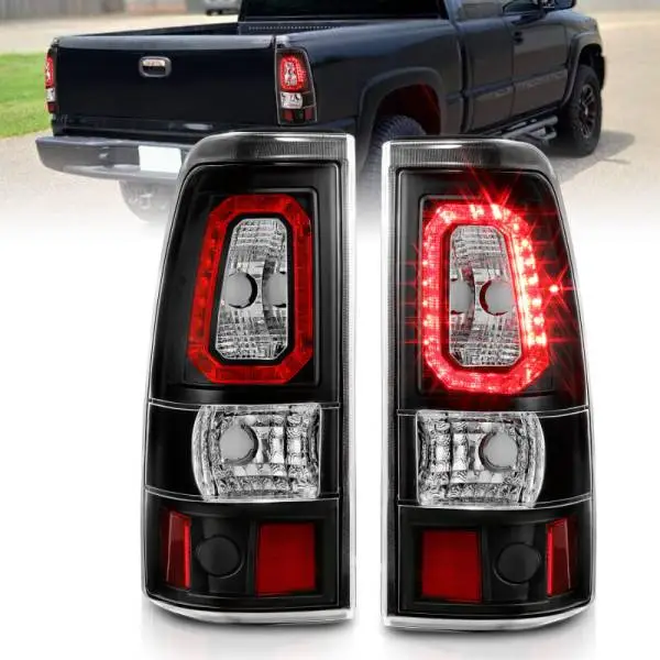 ANZO 2003-2006 Chevy Silverado 1500 LED Taillights Plank Style Black w/Clear Lens image 2