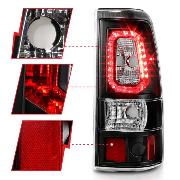 ANZO 2003-2006 Chevy Silverado 1500 LED Taillights Plank Style Black w/Clear Lens image 4