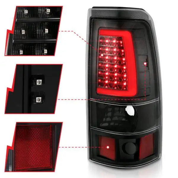 ANZO 1999-2002 Chevy Silverado 1500 LED Taillights Plank Style Black w/Clear Lens thumbnail 4