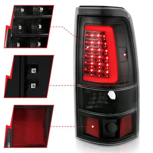 ANZO 1999-2002 Chevy Silverado 1500 LED Taillights Plank Style Black w/Clear Lens thumbnail 11