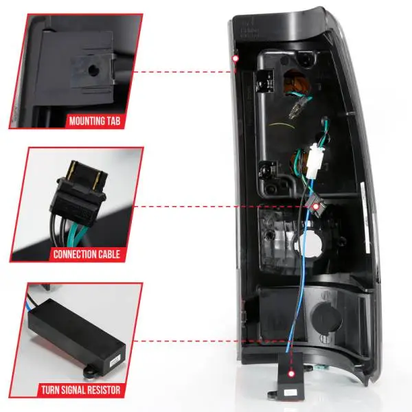 ANZO 1999-2002 Chevy Silverado 1500 LED Taillights Plank Style Black w/Clear Lens thumbnail 13