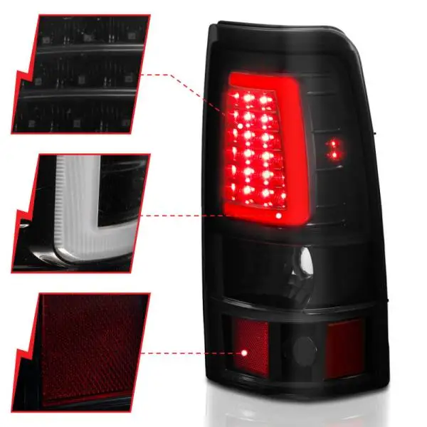 ANZO 1999-2002 Chevy Silverado 1500 LED Taillights Plank Style Black w/Smoke Lens thumbnail 11