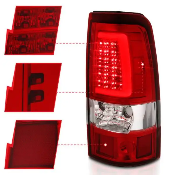 ANZO 1999-2002 Chevy Silverado 1500 LED Taillights Plank Style Chrome With Red/Clear Lens thumbnail 4