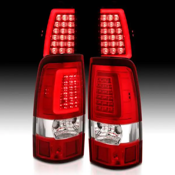 ANZO 1999-2002 Chevy Silverado 1500 LED Taillights Plank Style Chrome With Red/Clear Lens thumbnail 6