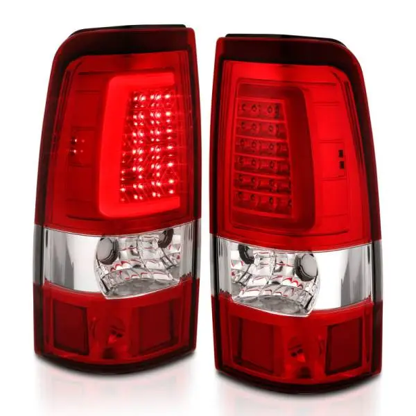 ANZO 1999-2002 Chevy Silverado 1500 LED Taillights Plank Style Chrome With Red/Clear Lens thumbnail 7