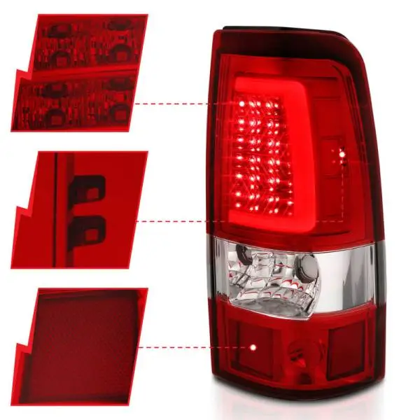 ANZO 1999-2002 Chevy Silverado 1500 LED Taillights Plank Style Chrome With Red/Clear Lens thumbnail 11
