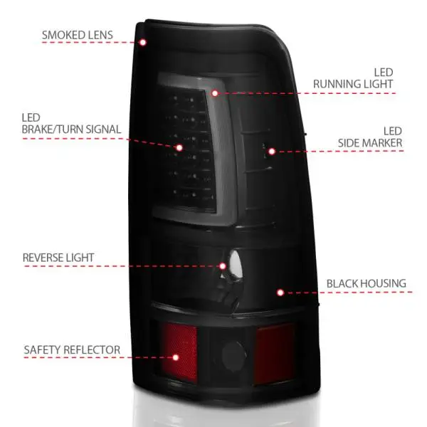 ANZO 2003-2006 Chevy Silverado 1500 LED Taillights Plank Style Black w/Smoke Lens thumbnail 8