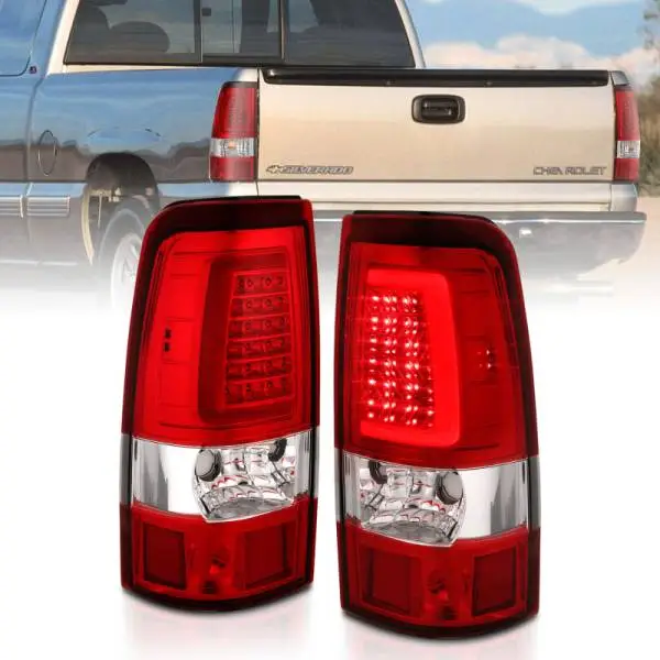 ANZO 2003-2006 Chevy Silverado 1500 LED Taillights Plank Style Chrome With Red/Clear Lens thumbnail 2