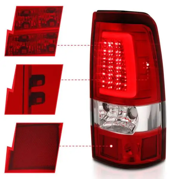 ANZO 2003-2006 Chevy Silverado 1500 LED Taillights Plank Style Chrome With Red/Clear Lens thumbnail 11